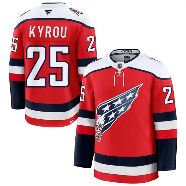 Men's Washington Capitals #25 Jordan Kyrou Red Screaming Eagle Alternate Premium Jersey