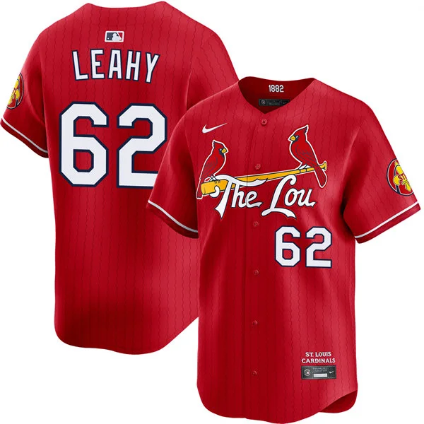 Men's St. Louis Cardinals #62 Kyle Leahy Scarlet City Connect Limited Jersey