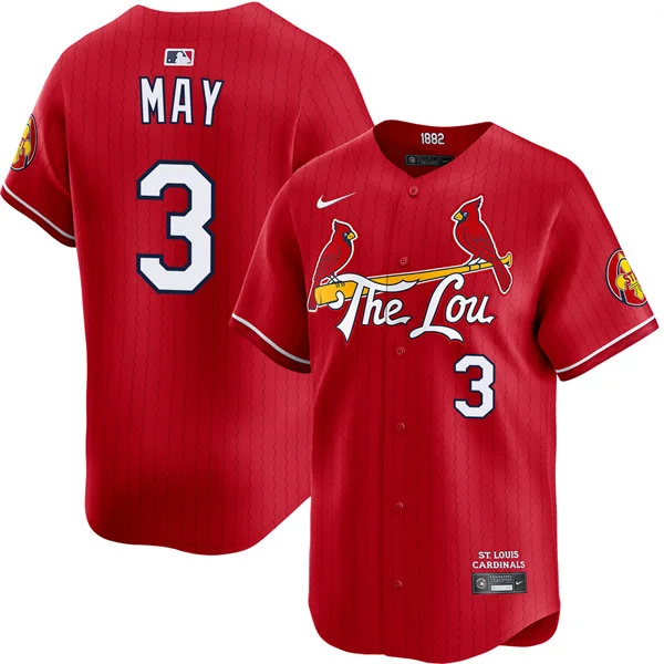 Men's St. Louis Cardinals #3 Dustin May Scarlet City Connect Limited Jersey