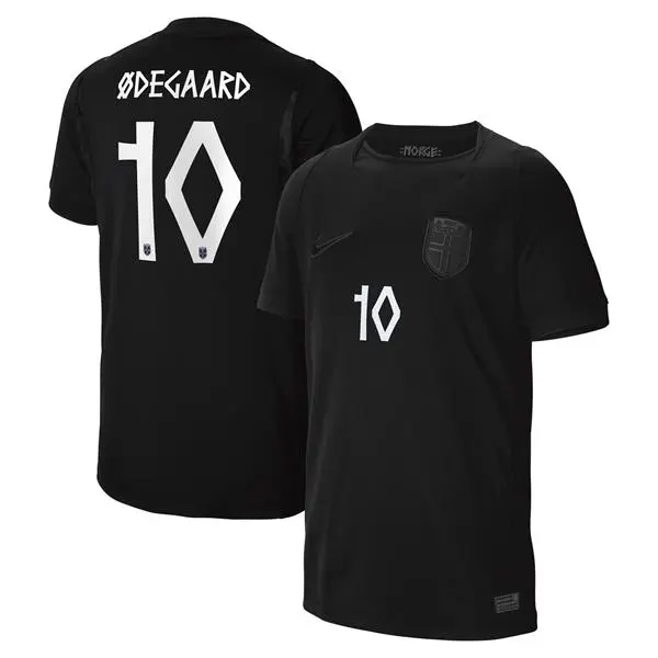 Men's Norway National Team #10 Martin Odegaard Black Away 2026 FIFA World Cup Soccer Jersey