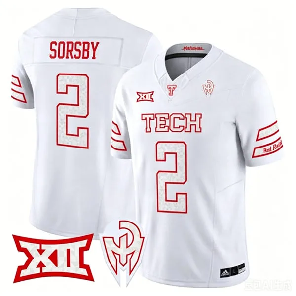 Texas Tech Red Raiders #2 Brendan Sorsby White GalvanICED Alternate Football Jersey