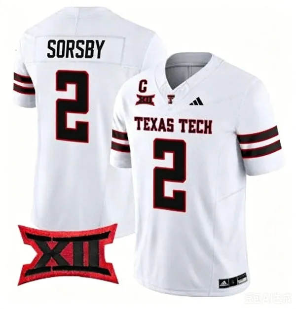 Texas Tech Red Raiders #2 Brendan Sorsby White Football Game Jersey