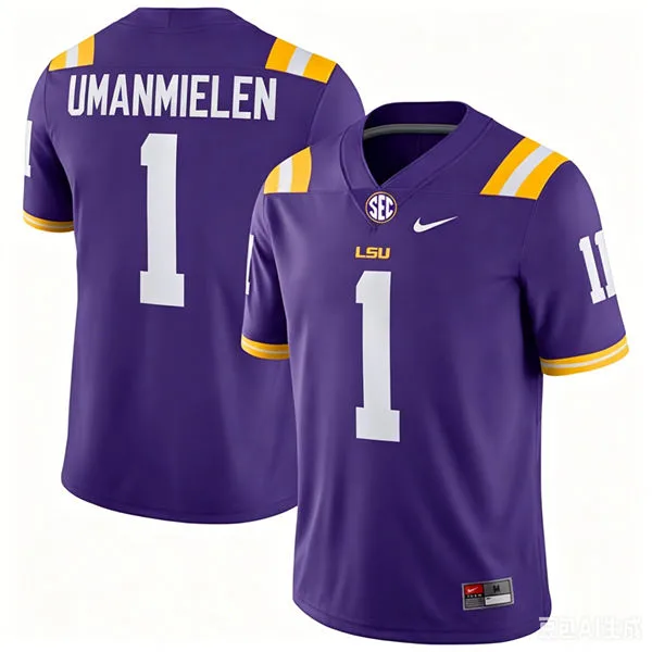 LSU Tigers #1 Princewill Umanmielen Purple F.U.S.E. Limited College Football Game Jersey
