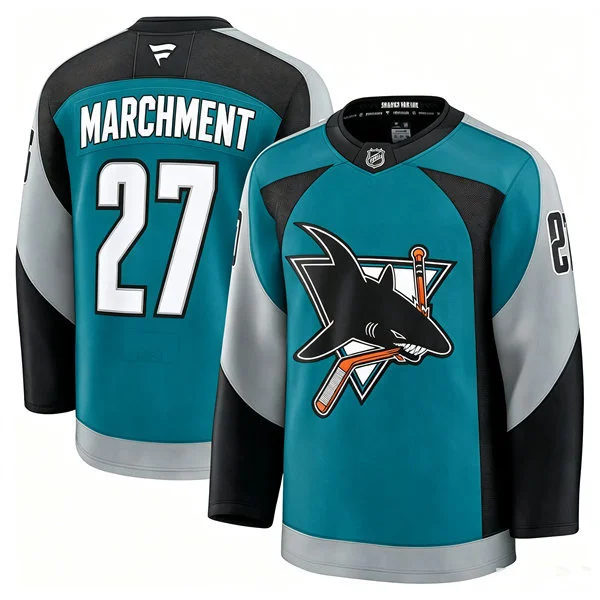 Mens San Jose Sharks #27 Mason Marchment Fanatics Teal Alternate Heritage 2.0 Premium Jersey