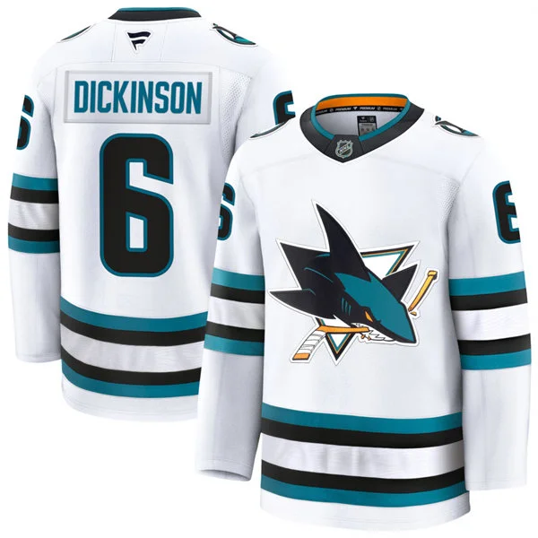 Mens San Jose Sharks #6 Sam Dickinson Fanatics White Away Premium Jersey