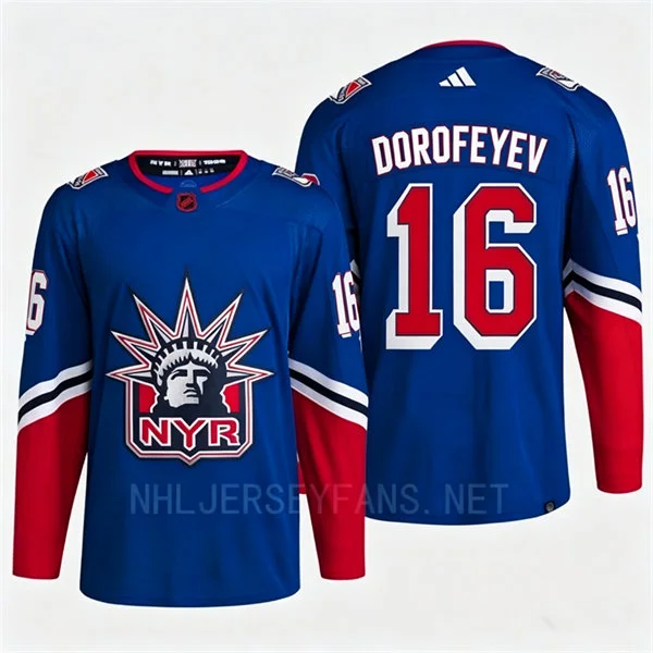 Mens New York Rangers #16 Pavel Dorofeyev Royal Reverse Retro 2.0 Jersey