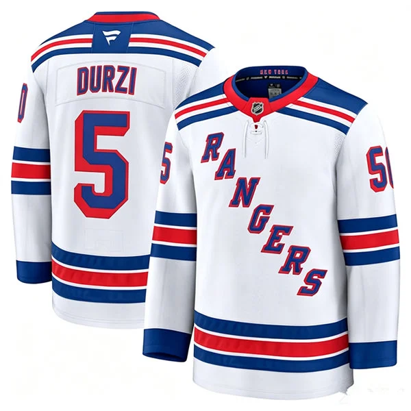 Mens New York Rangers #5 Sean Durzi Fanatics White Away Premium Jersey