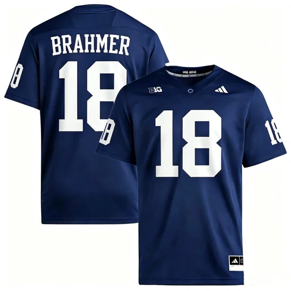 Penn State Nittany Lions #18 Benjamin Brahmer 2026 Adidas Navy with Name Football Jersey 