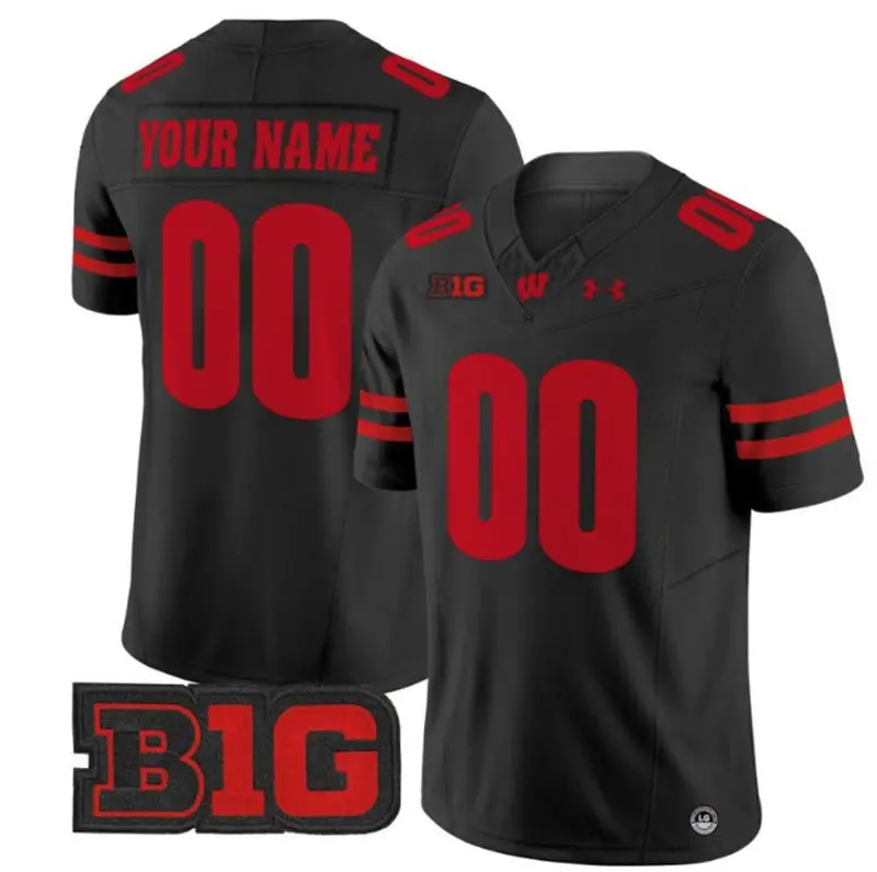 Wisconsin Badgers Custom Black Replics Football Jersey
