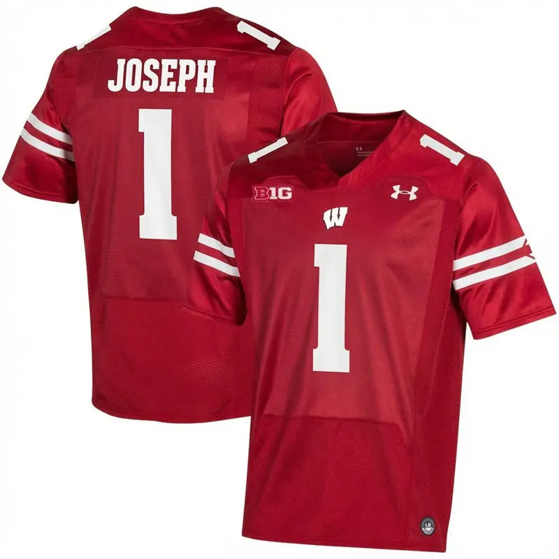 Wisconsin Badgers #1 Colton Joseph Cardinal College Football Game Jersey