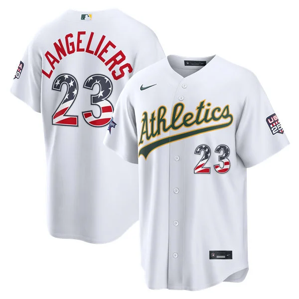 Men's Athletics #23 Shea Langeliers Nike White 2026 All-Star Edition Stars & Stripes Stadium Jersey