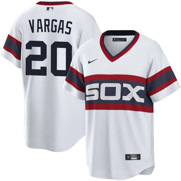 Mens Chicago White Sox #20 Miguel Vargas Nike White Pullover Cooperstown Collection Jersey
