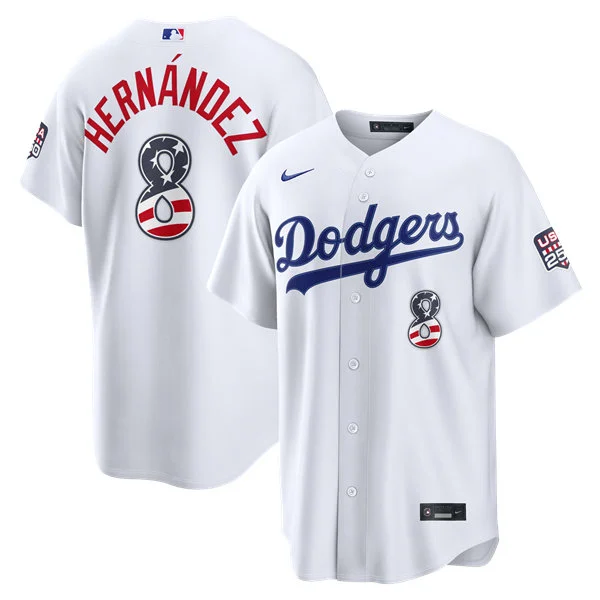 Mens Los Angeles Dodgers #8 Kike Hernandez Nike White 2026 All-Star Edition Stars & Stripes Stadium Jersey