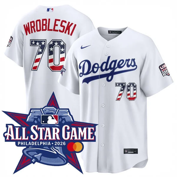 Mens Los Angeles Dodgers #70 Justin Wrobleski Nike White 2026 All-Star Edition Stars & Stripes Stadium Jersey