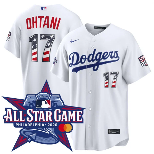 Mens Los Angeles Dodgers #17 Shohei Ohtani Nike White 2026 All-Star Edition Stars & Stripes Stadium Jersey