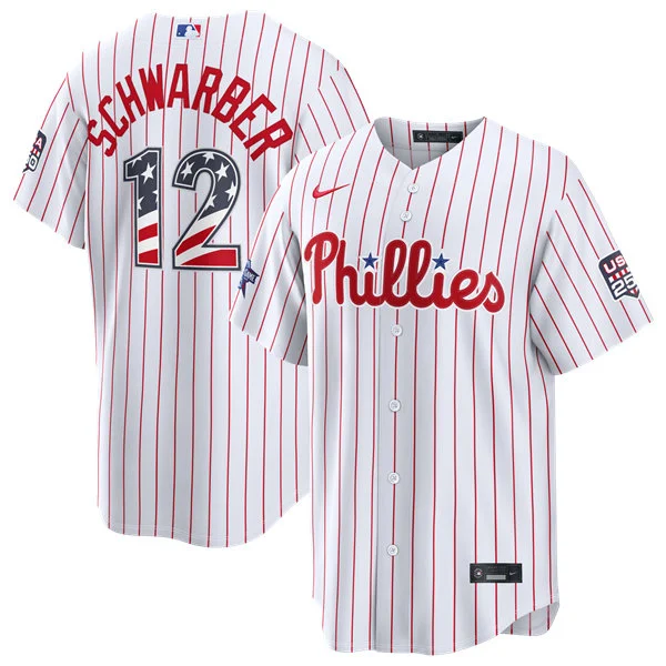 Mens Philadelphia Phillies #12 Kyle Schwarber Nike White 2026 All-Star Edition Stars & Stripes Stadium Jersey