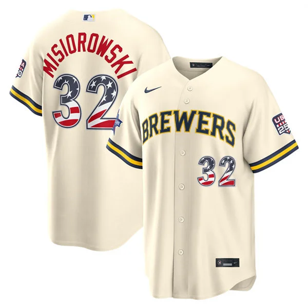 Mens Milwaukee Brewers #32 Jacob Misiorowski Nike Cream 2026 All-Star Edition Stars & Stripes Stadium Jersey