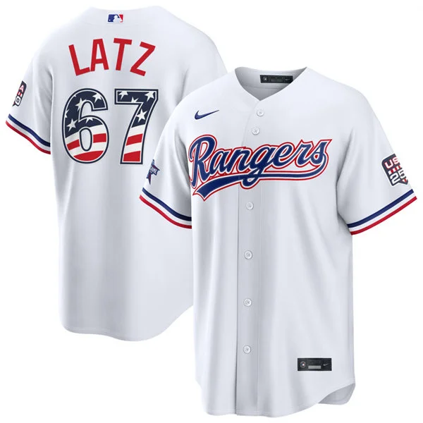 Mens Texas Rangers #67 Jacob Latz Nike White 2026 All-Star Edition Stars & Stripes Stadium Jersey