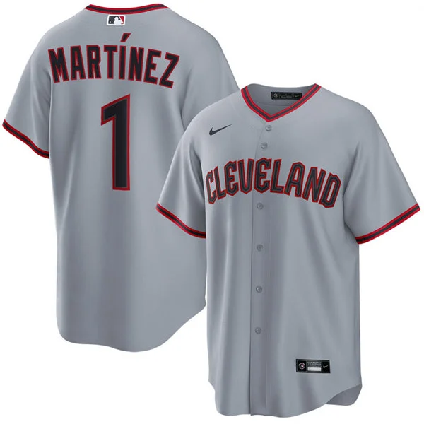 Mens Cleveland Guardians #1 Angel Martinez Nike Gray Road Limited Jersey