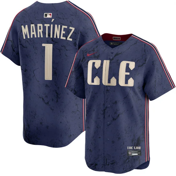 Mens Cleveland Guardians #1 Angel Martinez Nike Navy City Connect Limited Player Jersey