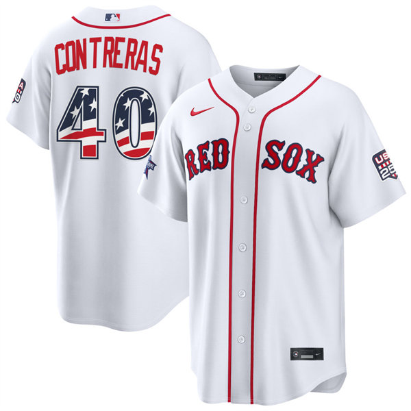 Men's Boston Red Sox #40 Willson Contreras Nike White 2026 All-Star Edition Stars & Stripes Stadium Jersey