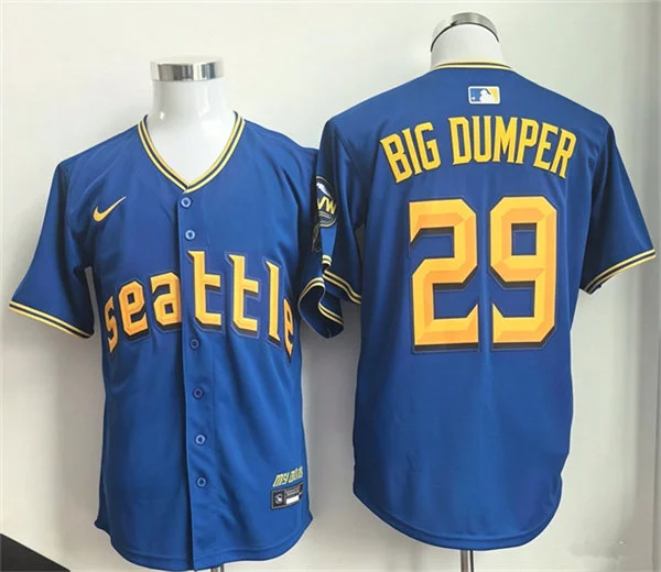 Men's Seattle Mariners #29 Cal Raleigh Nickname Big Dumper Nike Royal City Connect Limited Jersey