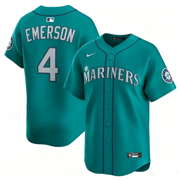 Men's Seattle Mariners #4 Colt Emerson Nike Aqua Alternate Limited Jersey