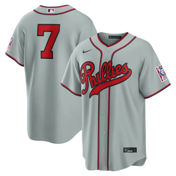 Mens Philadelphia Phillies #7 Trea Turner Gray Nike 2026 Field of Dreams Stadium Jersey