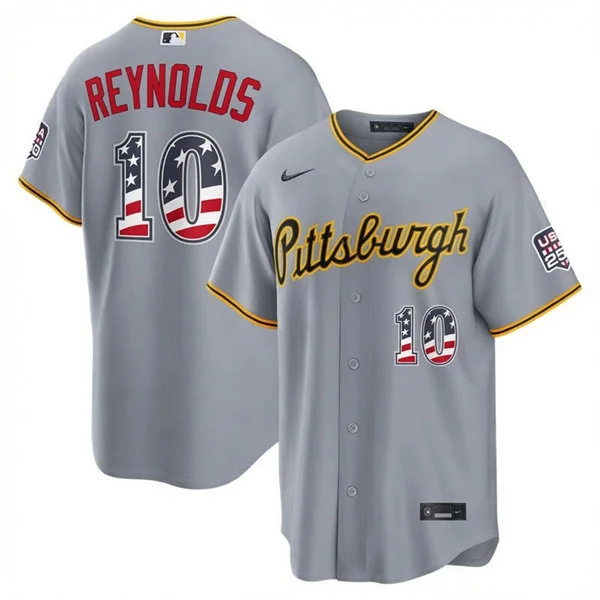 Mens Pittsburgh Pirates #10 Bryan Reynolds Nike Gray USA 250 Fourth of July Road Stadium Jersey