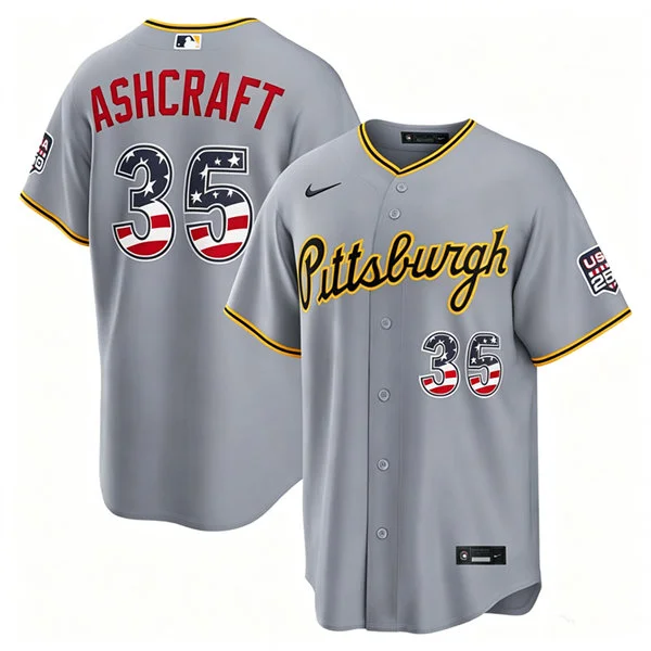 Mens Pittsburgh Pirates #35 Braxton Ashcraft Nike Gray USA 250 Fourth of July Road Stadium Jersey