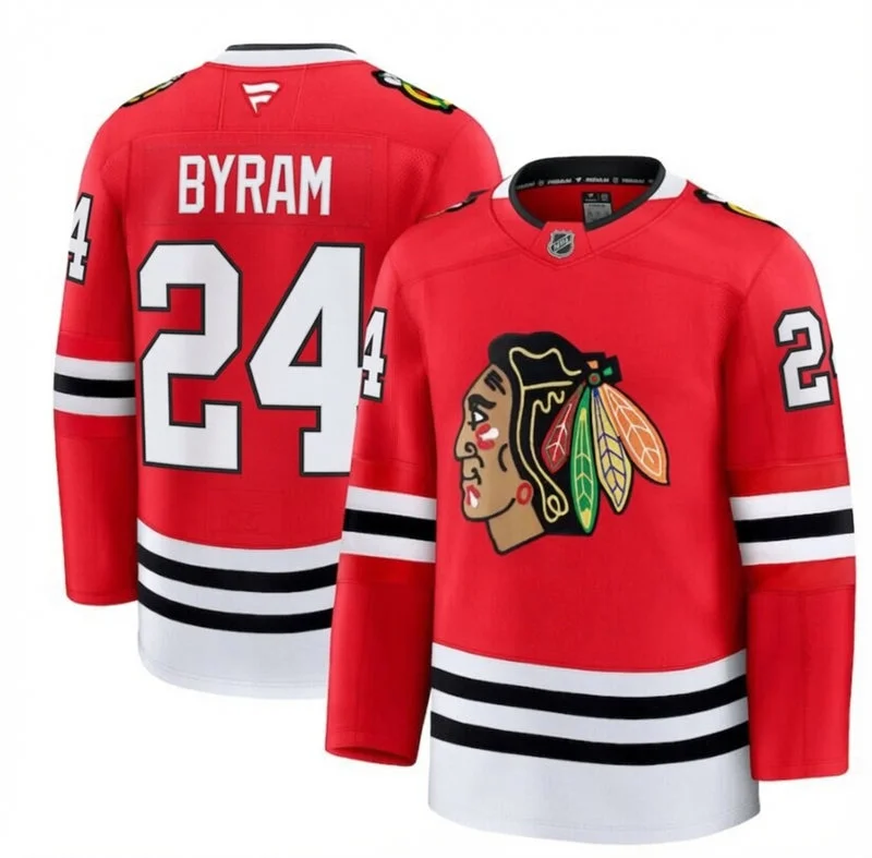 Mens Chicago Blackhawks #24 Bowen Byram Fanatics Home Red Jersey