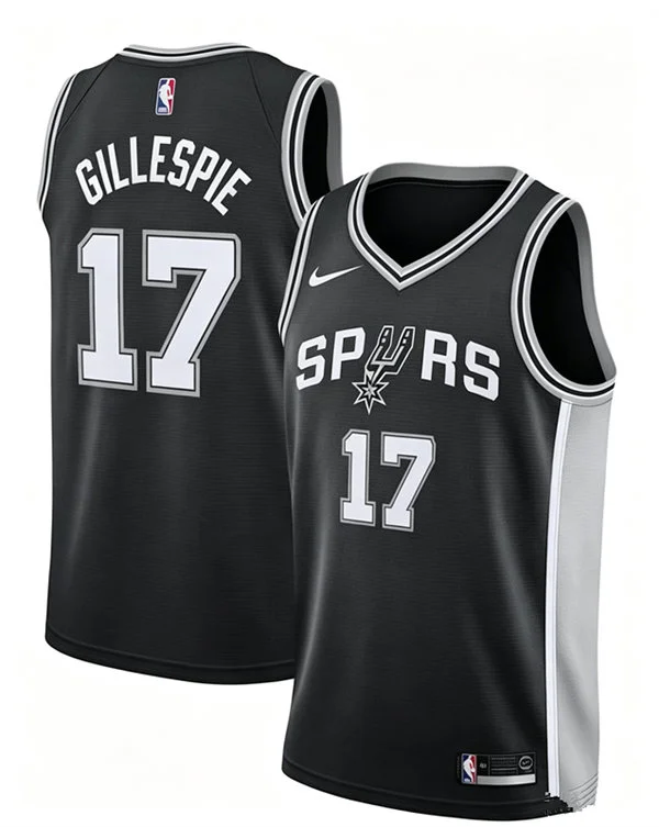 Men's San Antonio Spurs #17 Ja'Kobi Gillespie Nike Black Icon Edition Swingman Jersey