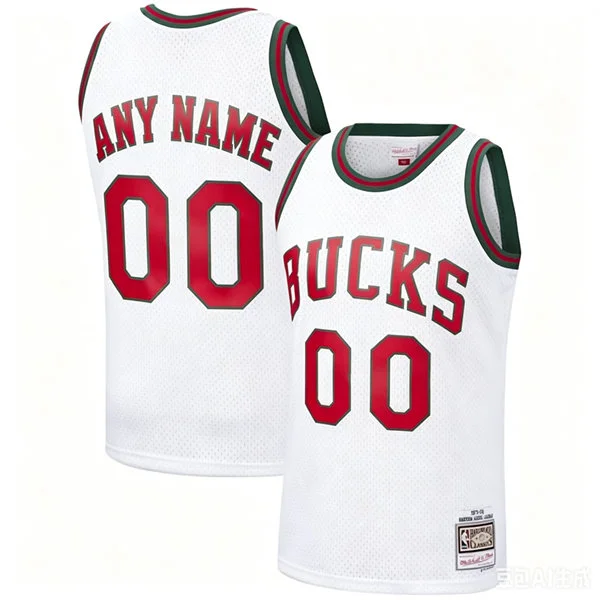 Milwaukee Bucks Custom White 1971-72 Throwback Hardwood Classics Jersey