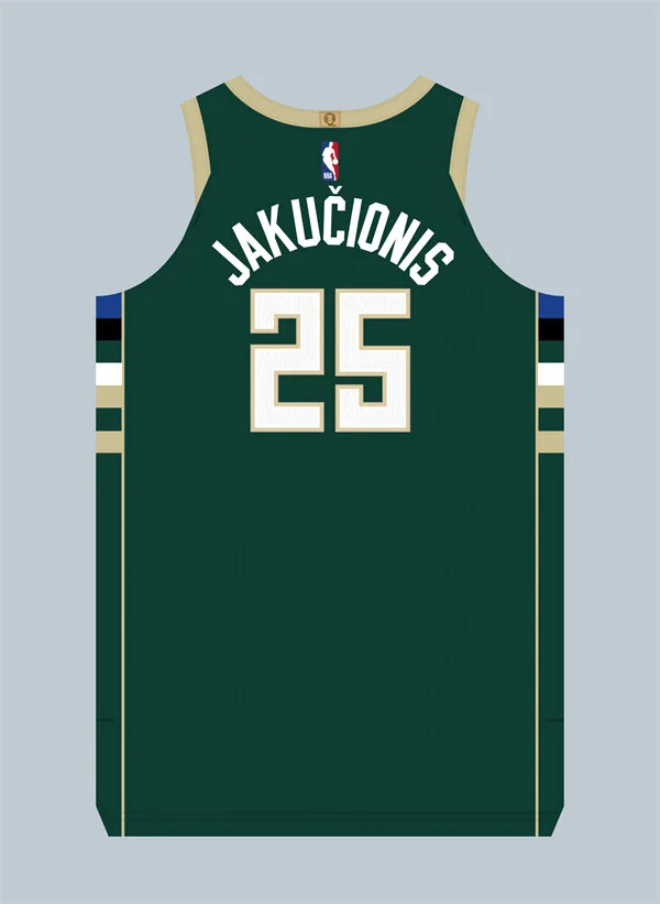 Mens Milwaukee Bucks #25 Kasparas Jakucionis Green Icon Edition Swingman Jersey