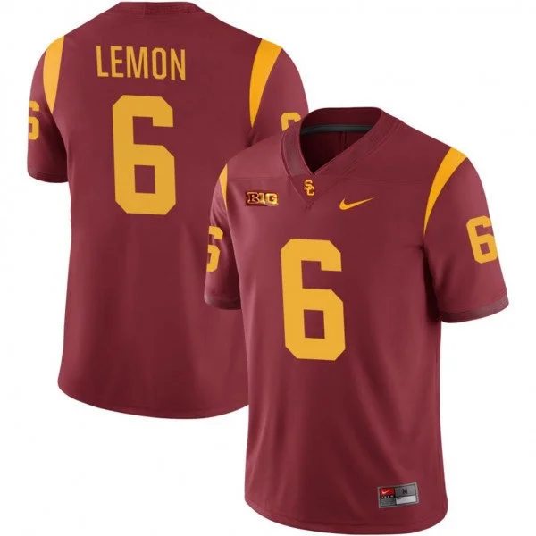 USC Trojans #6 Makai Lemon BIG Cardinal with Name Football F.U.S.E. Limited Jersey