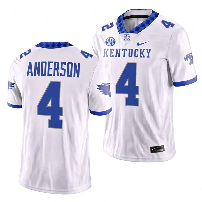 Kentucky Wildcats #4 Nic Anderson White Football Game Jersey
