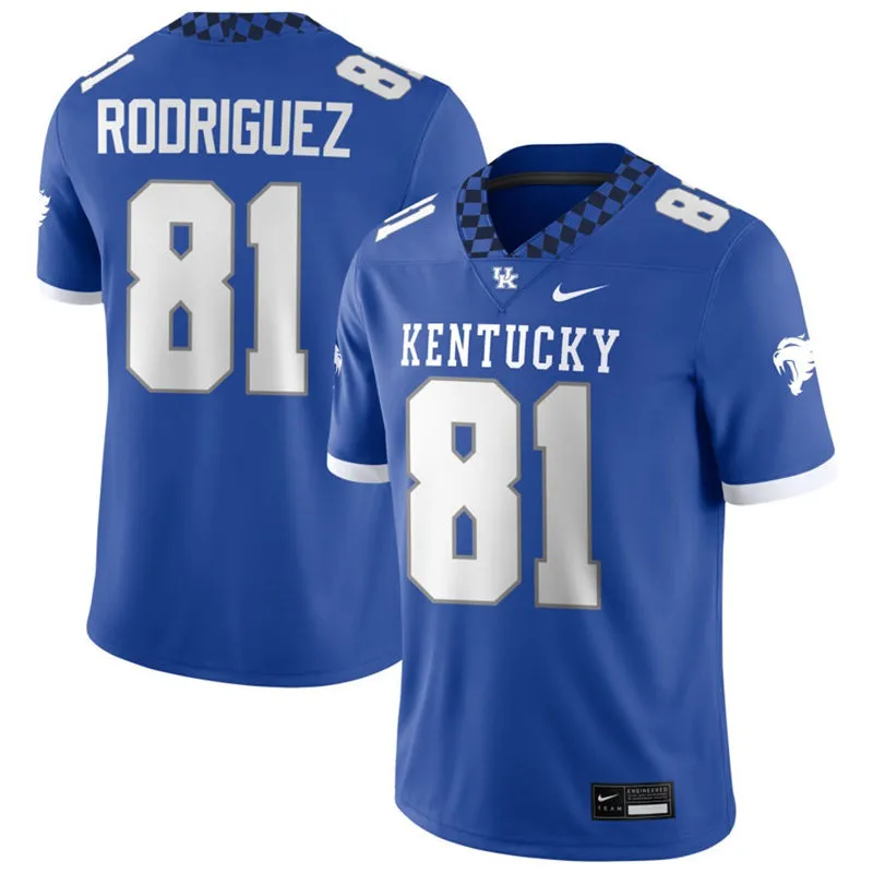 Kentucky Wildcats #81 Willie Rodriguez Royal Football Game Jersey