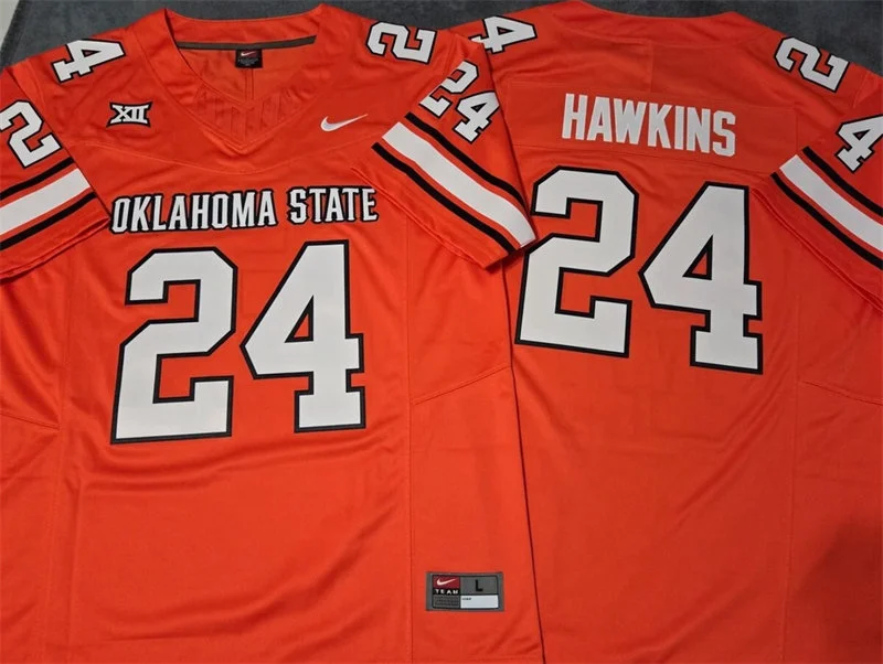 Oklahoma State Cowboys #24 Caleb Hawkins  Nike 2026 Orange College Football Jersey