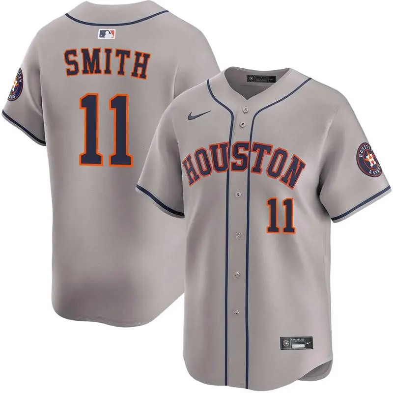 Mens Houston Astros #11 Cam Smith Nike Gray Road Limited Jersey