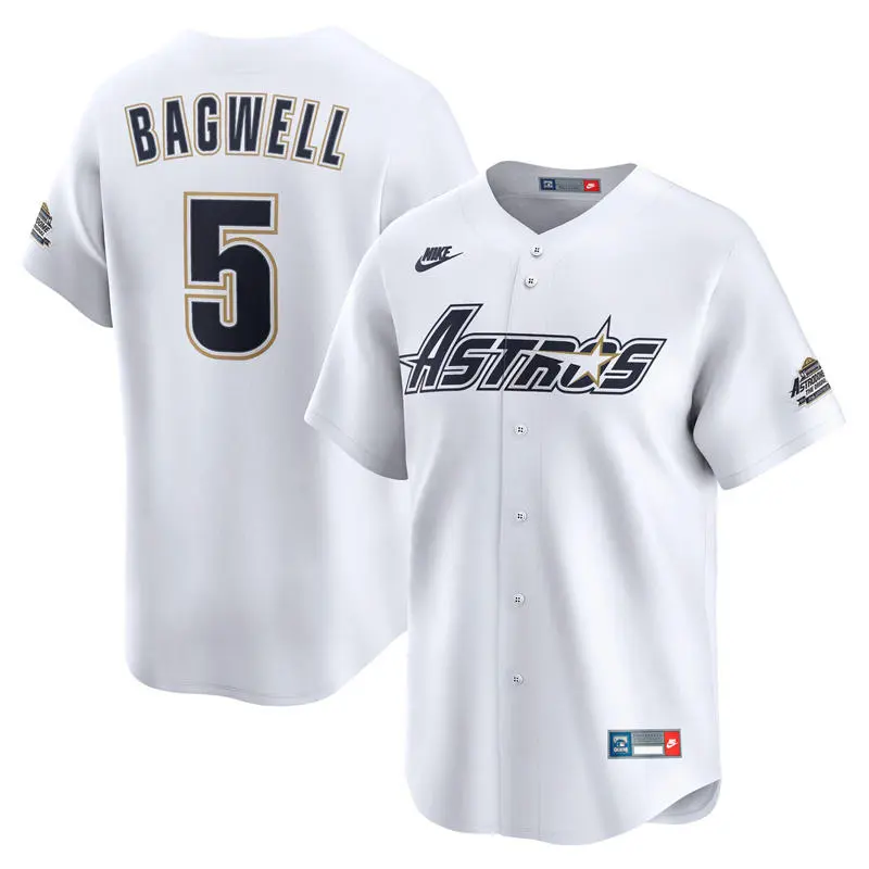 Houston Astros #5 Jeff Bagwell Nike White Throwback Cooperstown Collection Limited Jersey