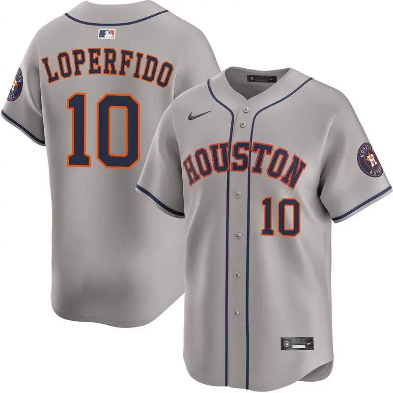 Mens Houston Astros #10 Joey Loperfido Nike Gray Road Limited Jersey