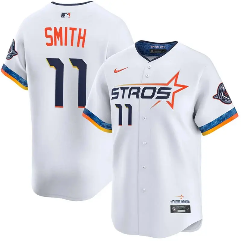 Mens Houston Astros #11 Cam Smith White City Connect Edition 2.0 Jersey