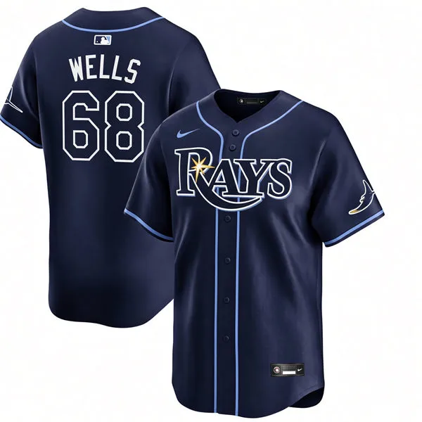 Mens Tampa Bay Rays #68 Tyler Wells Nike Navy Alternate Limited Jersey