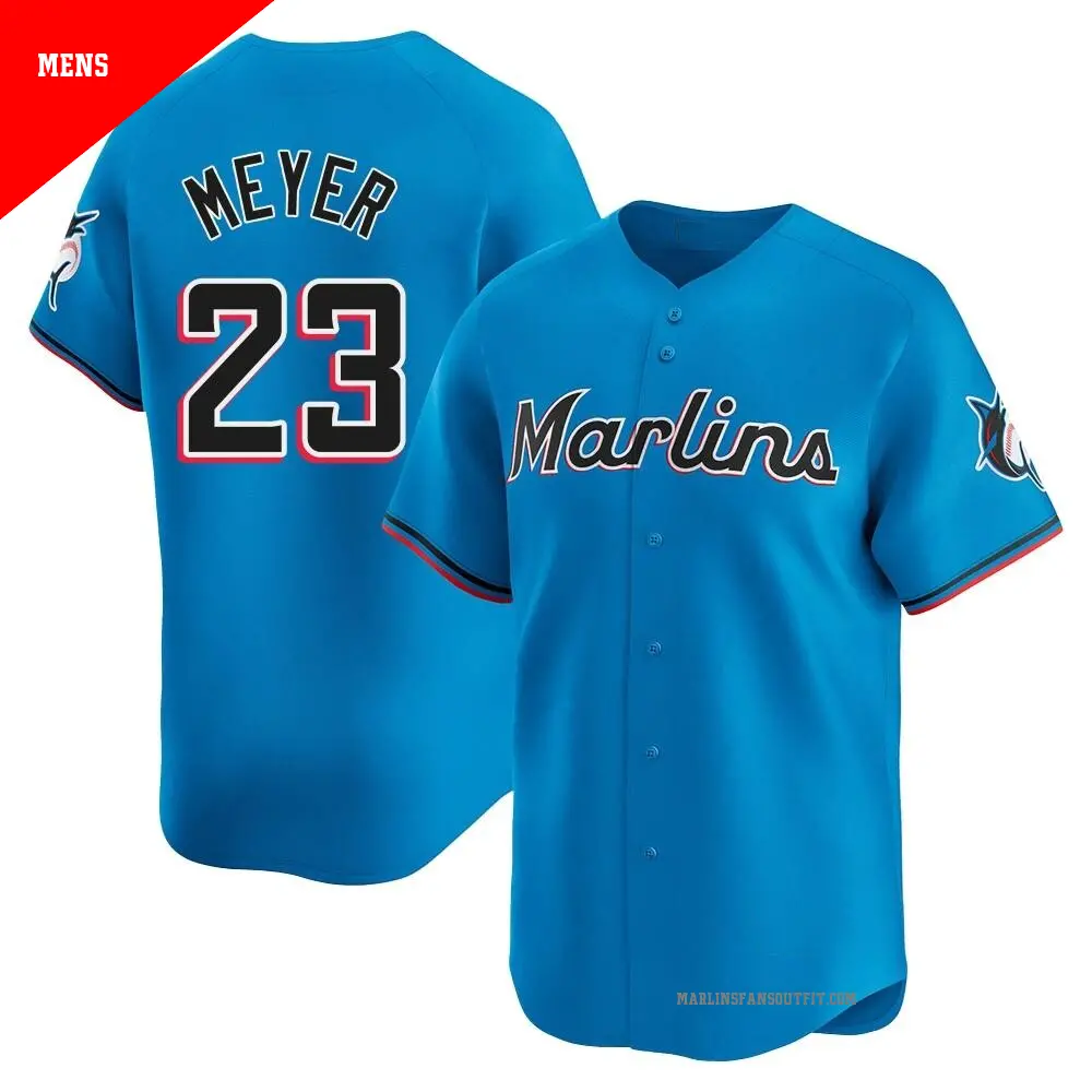 Mens Miami Marlins #23 Max Meyer Nike Blue Alternate Limited Jersey