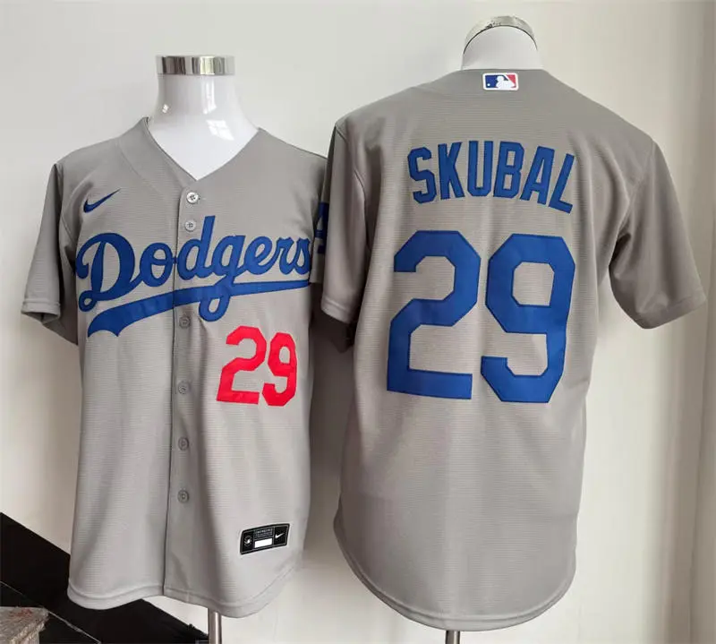 Youth Los Angeles Dodgers #29 Tarik Skubal Nike Gray Road Limited Jersey