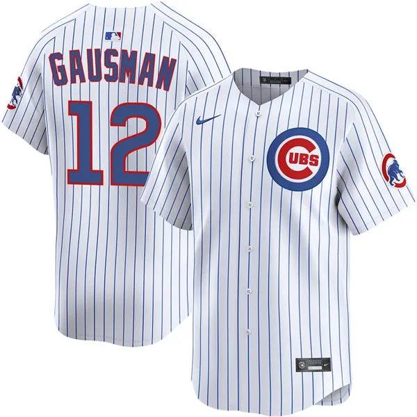 Mens Chicago Cubs #12 Kevin Gausman Nike White Pinstripe Home Limited Jersey