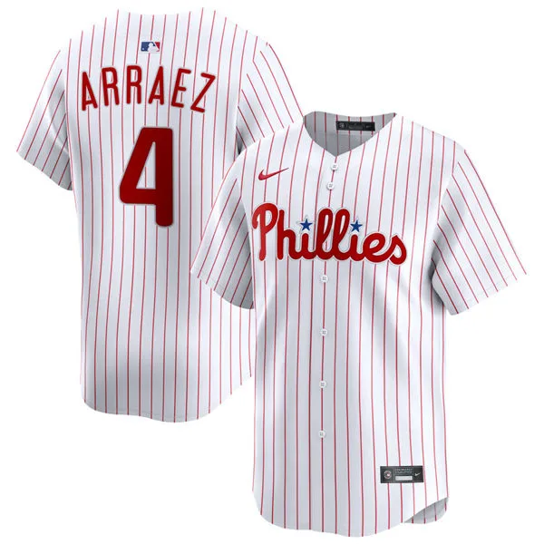 Mens Philadelphia Phillies #4 Luis Arraez Nike White Pinstripe Home Limited Jersey