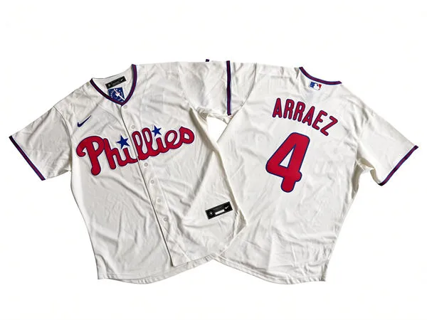 Mens Philadelphia Phillies #4 Luis Arraez Nike Cream Alternate Limited Jersey