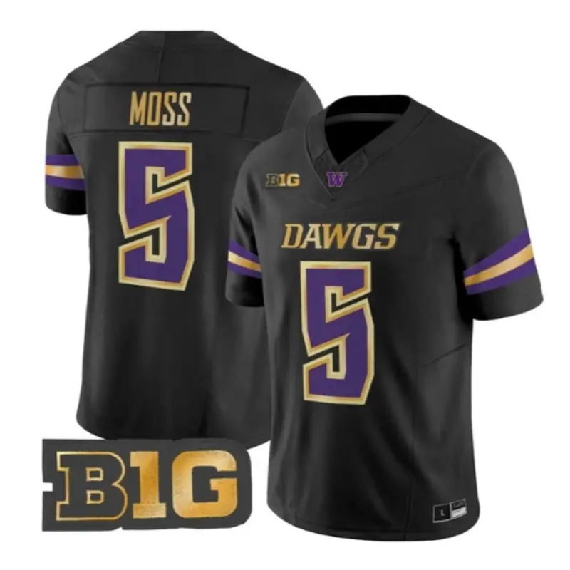 Washington Huskies #5 Christian Moss 2026 Black Unleash the Dawgs Premier Strategy Jersey