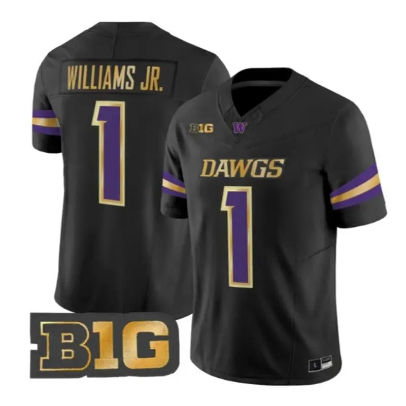 Washington Huskies #1 Demond Williams Jr. 2026 Black Unleash the Dawgs Premier Strategy Jersey